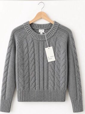 A New Day Womens Sweater Sz Small Gray Cable Knit Cozy Pullover NWT Spring